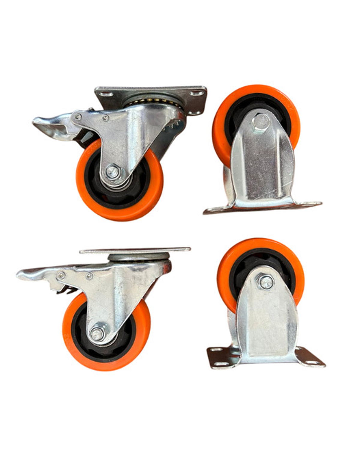 Rueda Carro 2,5 Pulgadas Set 4 Unid 65kg C/u Pvc. Con Freno 1