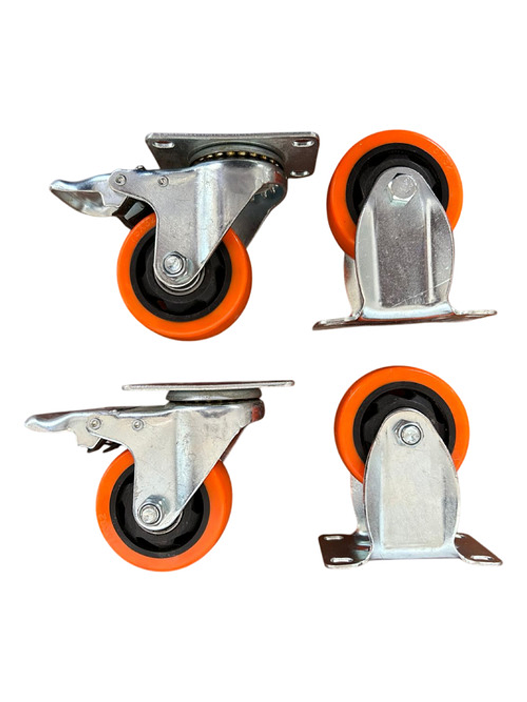 Rueda Carro 2,5 Pulgadas Set 4 Unid 65kg C/u Pvc. Con Freno 1