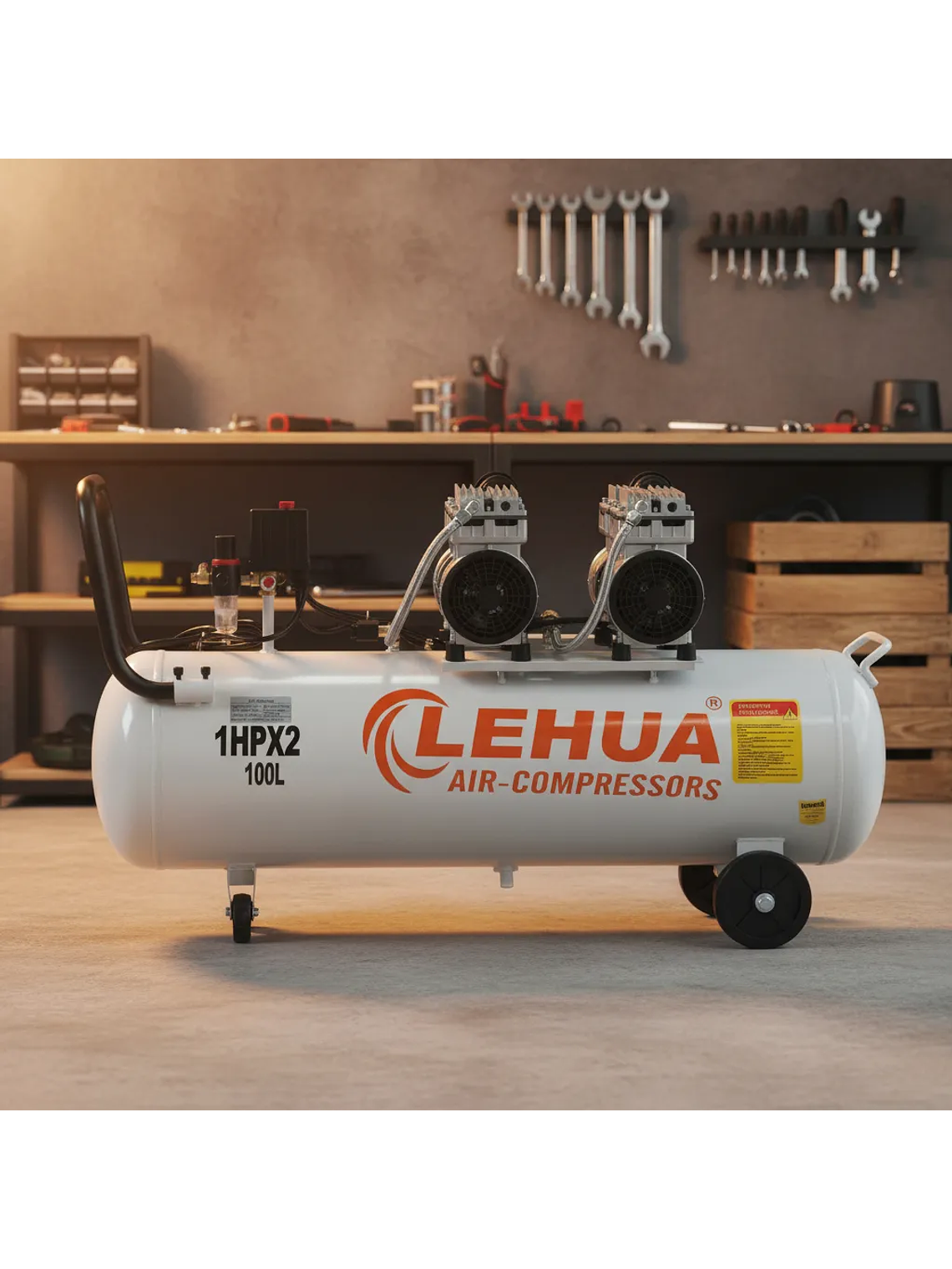 Compresor Silencioso Lehua 2Hp  100lts Monofásico  2