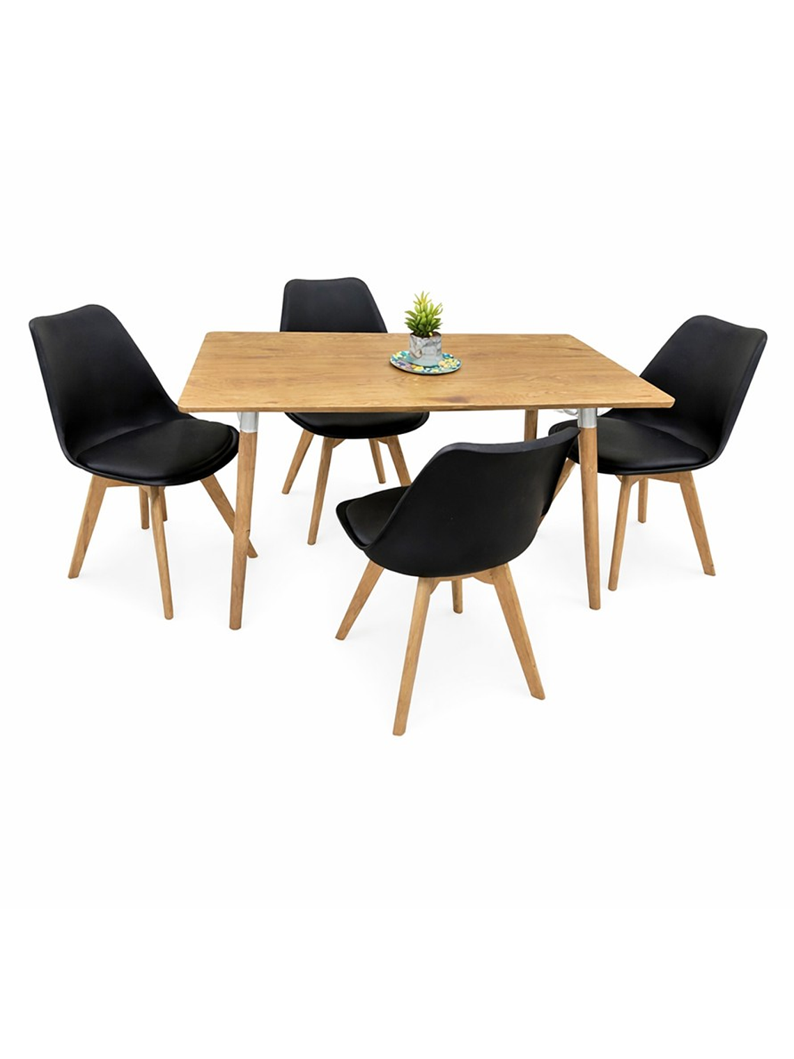 Comedor Con 4 Sillas Tulipa Negra  + Mesa Nordic 120x70 1
