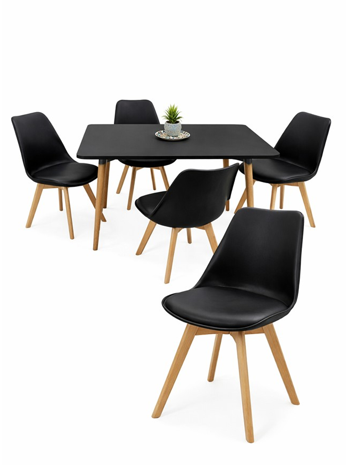 Comedor Con 4 Sillas Tulipa Negra  + Mesa Nordic 120x70 2