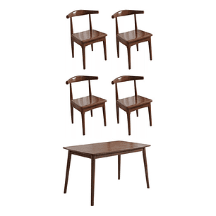 Mesa Con 4 Sillas Windsor Bistró Madera Nogal 120x70
