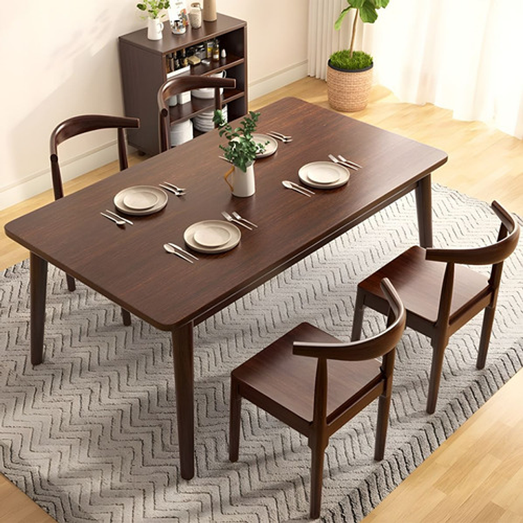 Mesa Con 4 Sillas Windsor Bistró Madera Nogal 120x70 2