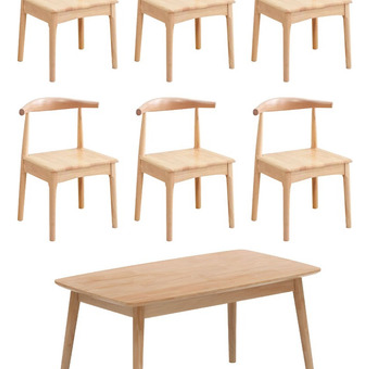 Mesa Con 6 Sillas Windsor Bistró Madera Natural 130x80 1