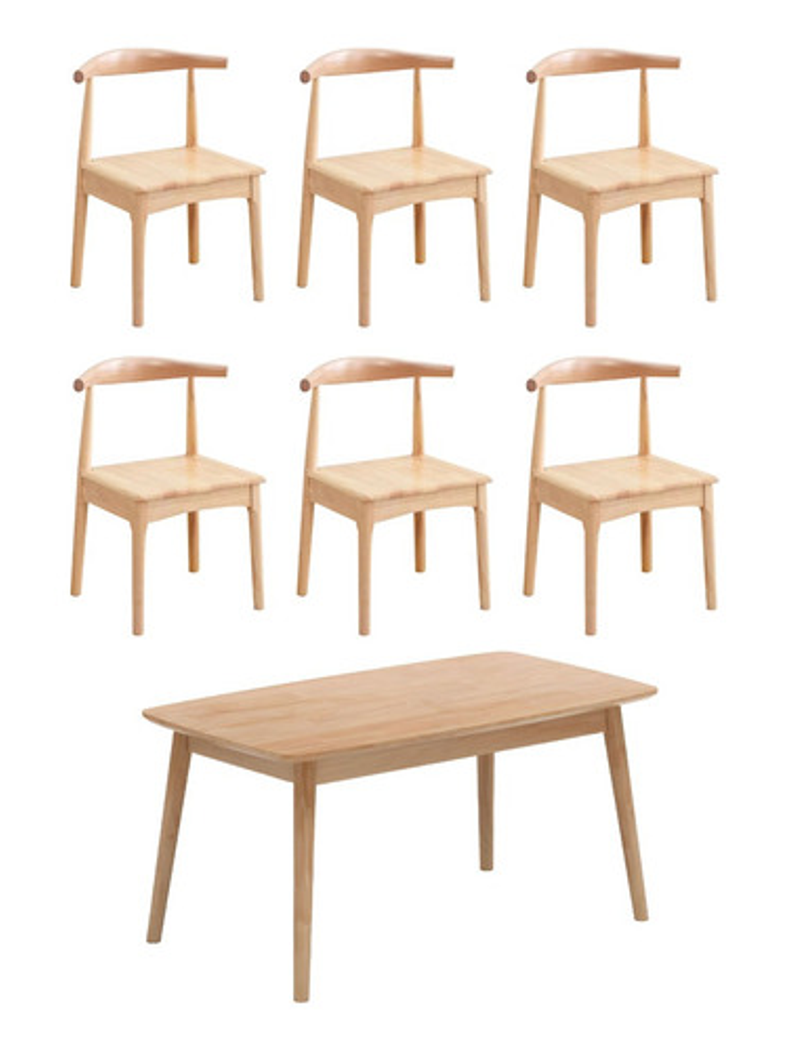 Mesa Con 6 Sillas Windsor Bistró Madera Natural 150x80 1