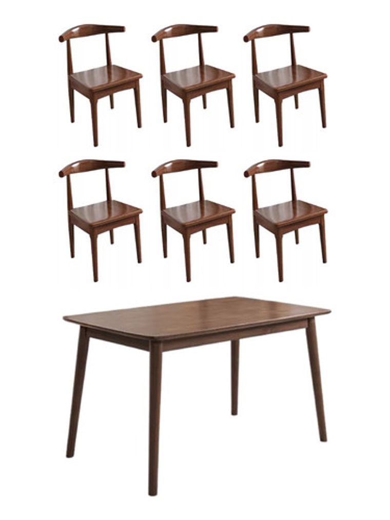 Mesa Con 6 Sillas Windsor Bistró Madera Nogal 120x70 2