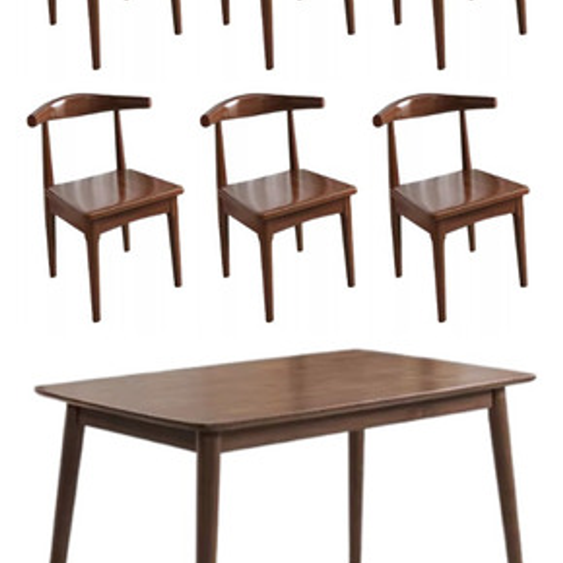 Mesa Con 6 Sillas Windsor Bistró Madera Nogal 120x70 2