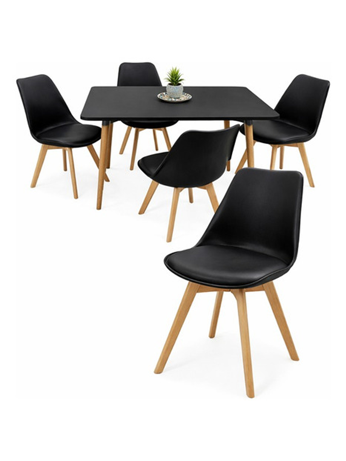 Comedor 4 Sillas Tulipa Negra + Mesa Nordic Negra 100x60 2