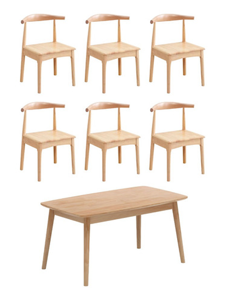 Mesa Con 6 Sillas Windsor Bistró Madera Natural 140x80 2