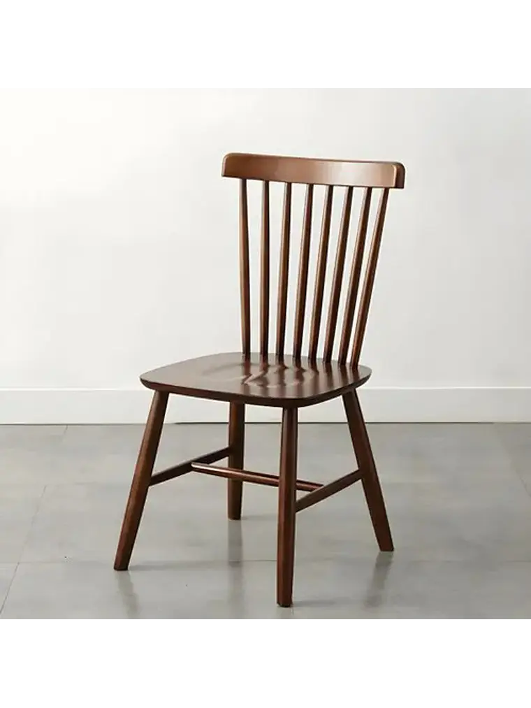 Silla Windsor De Madera Barniz Natural Set 4 Unidades Estructura De La Silla Marrón Liso Marrón Oscuro 2