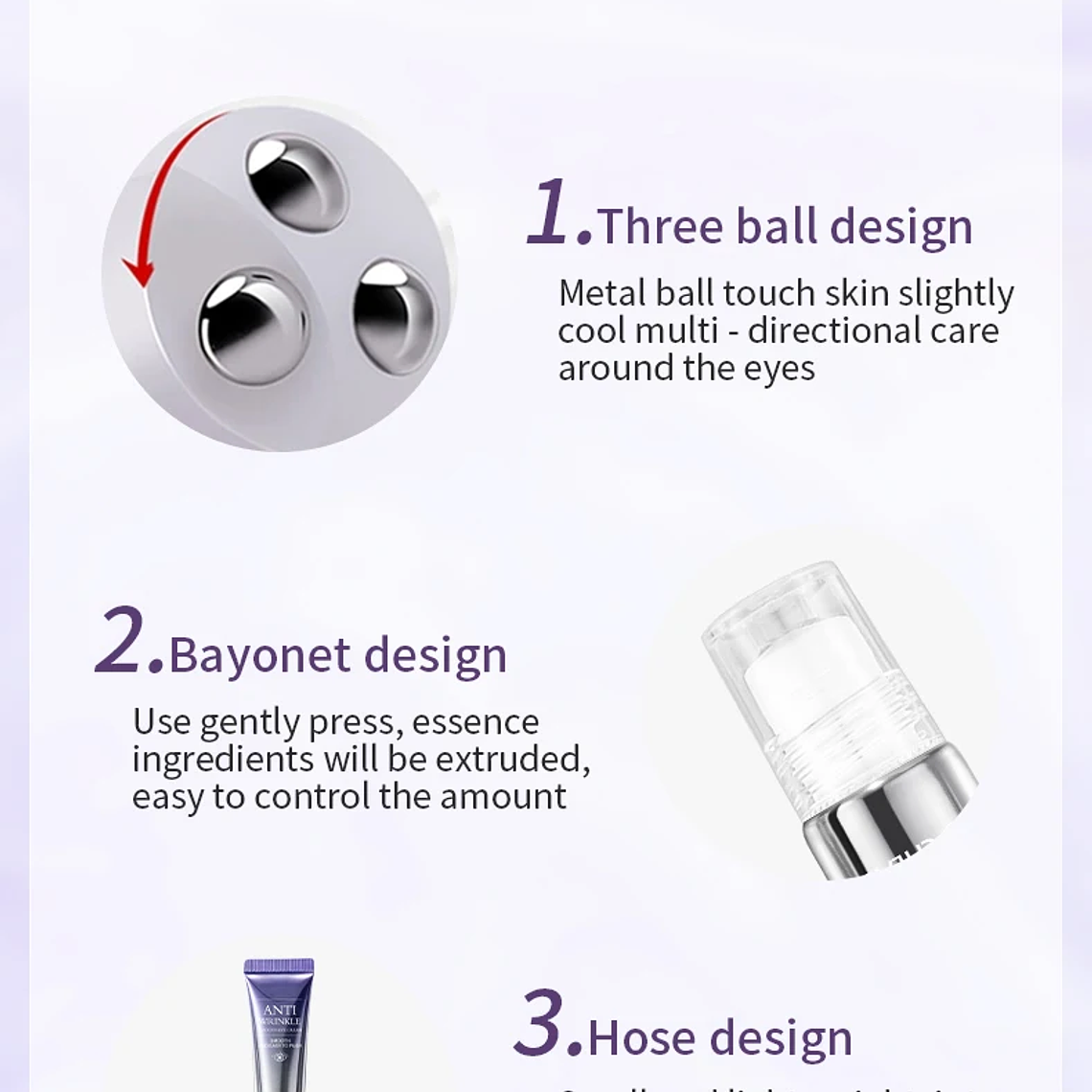 Crema de ojos antiarrugas y ojeras con rodillo masajeador 16