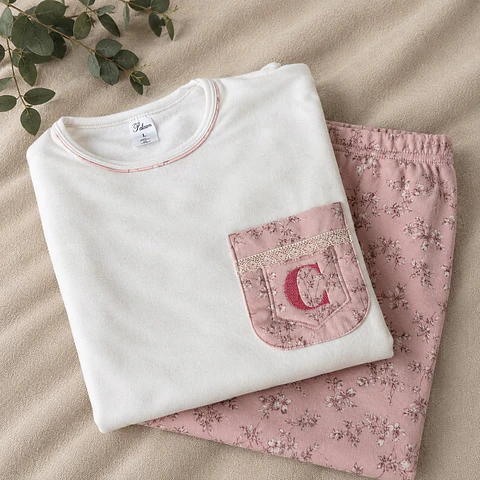 Pijama mulher cardado com bolso