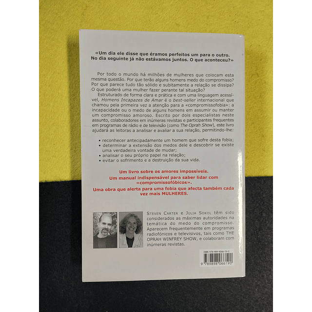 Steven Carter, Julia Sokol - Homens incapazes de amar