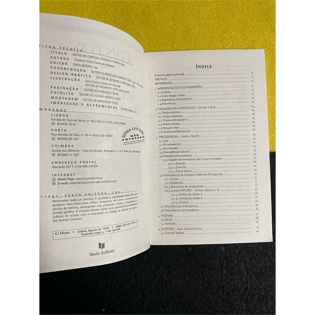 Elisabete Vieira Canha de Andrade - Gestos de cortesia etiqueta protocolo