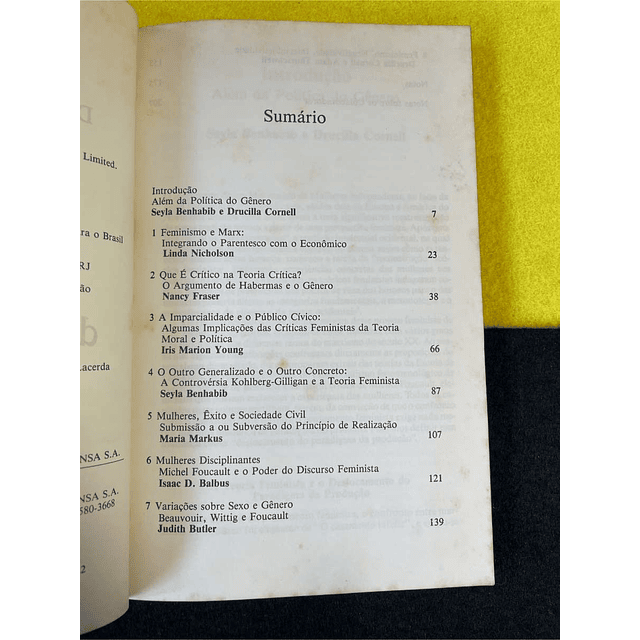 Seyla Benhabib, Drucilla Cornell - Feminismo como crítica da modernidade