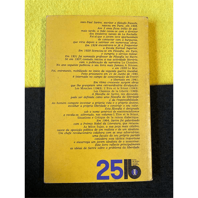 Jean-Paul Sartre - As mãos sujas. Volume 25. LIVRO DE BOLSO