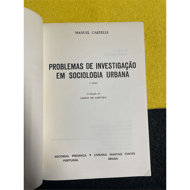 Manuel Castells - Problemas de investigação em sociologia urbana. Volume 12