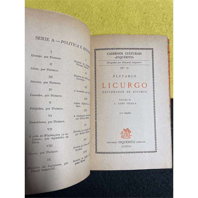 Plutarco - Licurgo: Reformador de Esparta: Cadernos culturais.