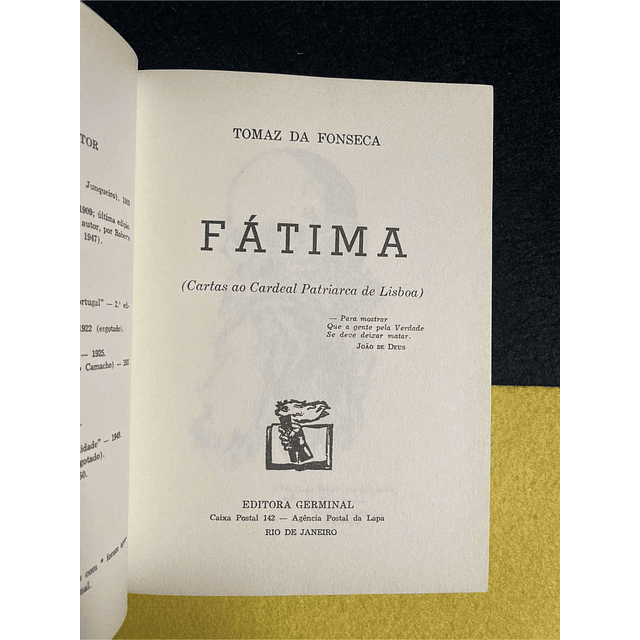 Tomaz da Fonseca - Fátima (cartas ao Cardeal Cerejeira) 