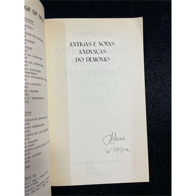Jorge De Sena - Antigas e novas andanças do demónio