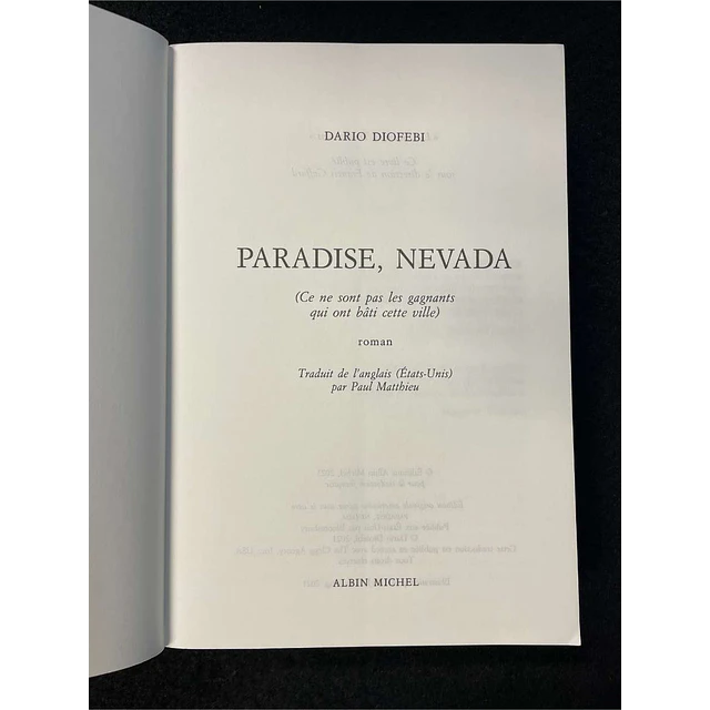 Albin Michel - Dario Diofebi: Paradise, nevada