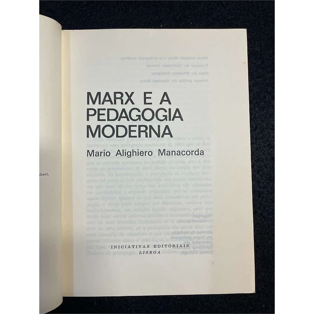 Mario Manacorda - Marx e a pedagogia moderna