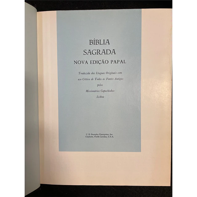 Missionários Capuchinhos - Bíblia Sagrada: Nova edição Papal