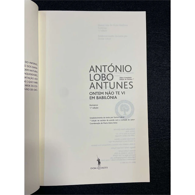 António Lobo Antunes - Ontem não te vi em Babilónia 