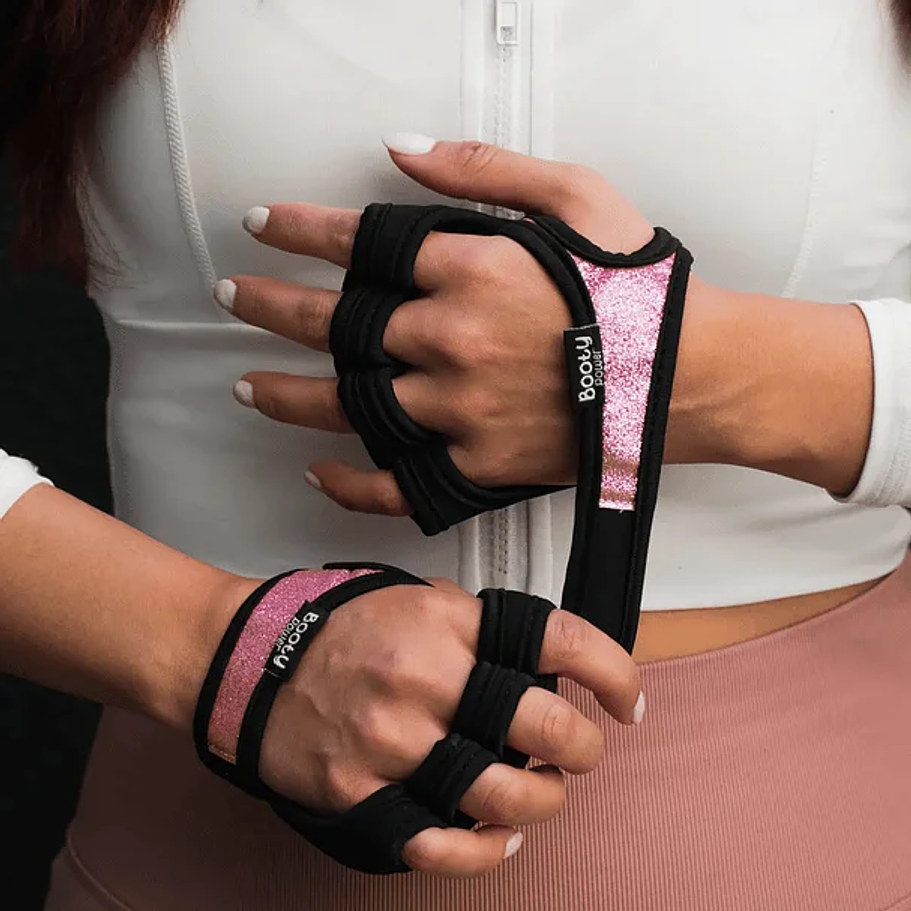 Pack Esencial GlitterFit │Guantes, Tobilleras y Straps Glitter Rosa  7