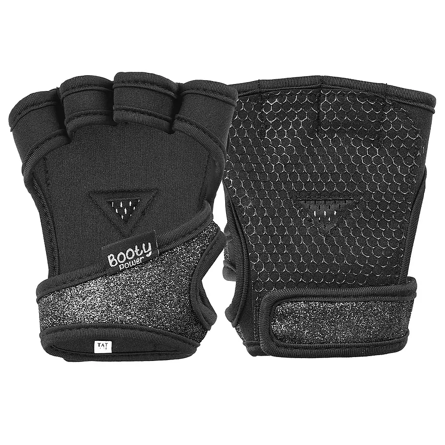 Pack Esenciales Gym│ Almohadilla, Guantes, Tobilleras y Straps Glitter Negro  7