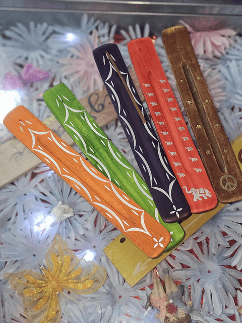 Porta-Incenso de Madeira Colorido