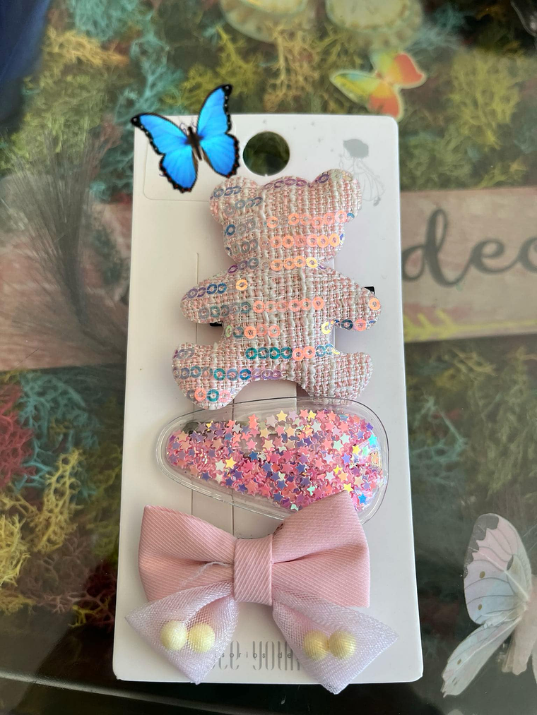 Presilhas de Cabelo com Laço e Apliques Brilhantes 2