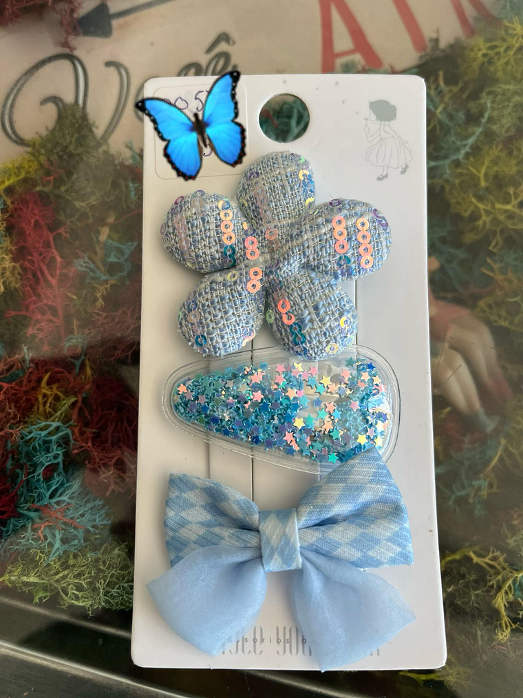 Presilhas de Cabelo com Laço e Apliques Brilhantes 6