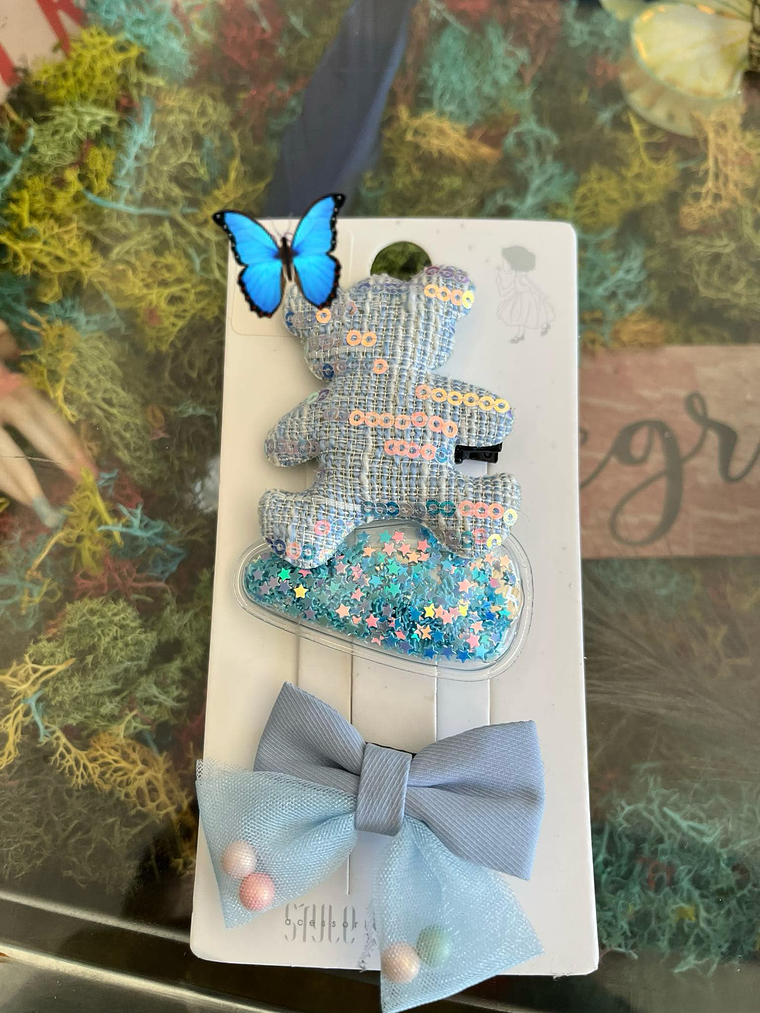 Presilhas de Cabelo com Laço e Apliques Brilhantes 7