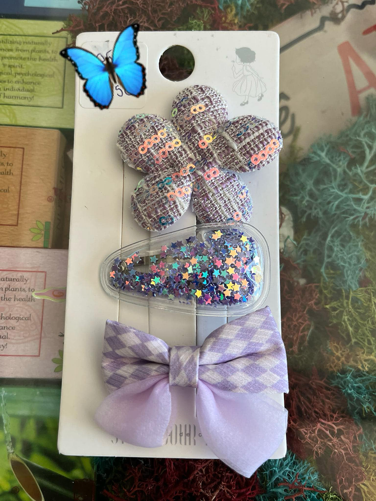 Presilhas de Cabelo com Laço e Apliques Brilhantes 8