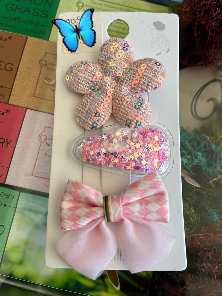 Presilhas de Cabelo com Laço e Apliques Brilhantes 9