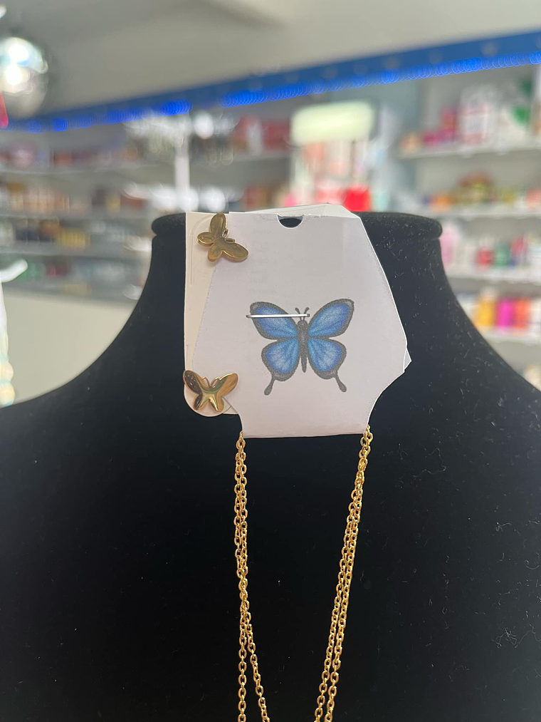 Conjunto de Colar e Brincos Borboleta dourado 2