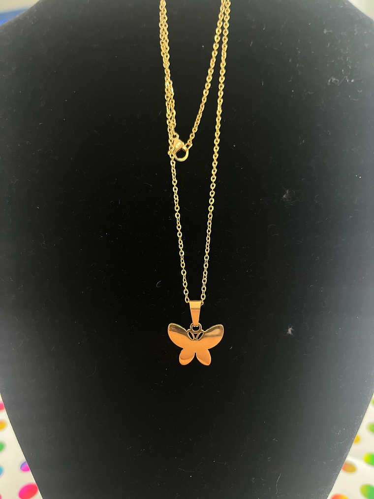 Conjunto de Colar e Brincos Borboleta dourado 3