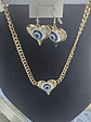 Conjunto Coração Olho Grego – Colar e Brincos Dourados - Thumbnail 3