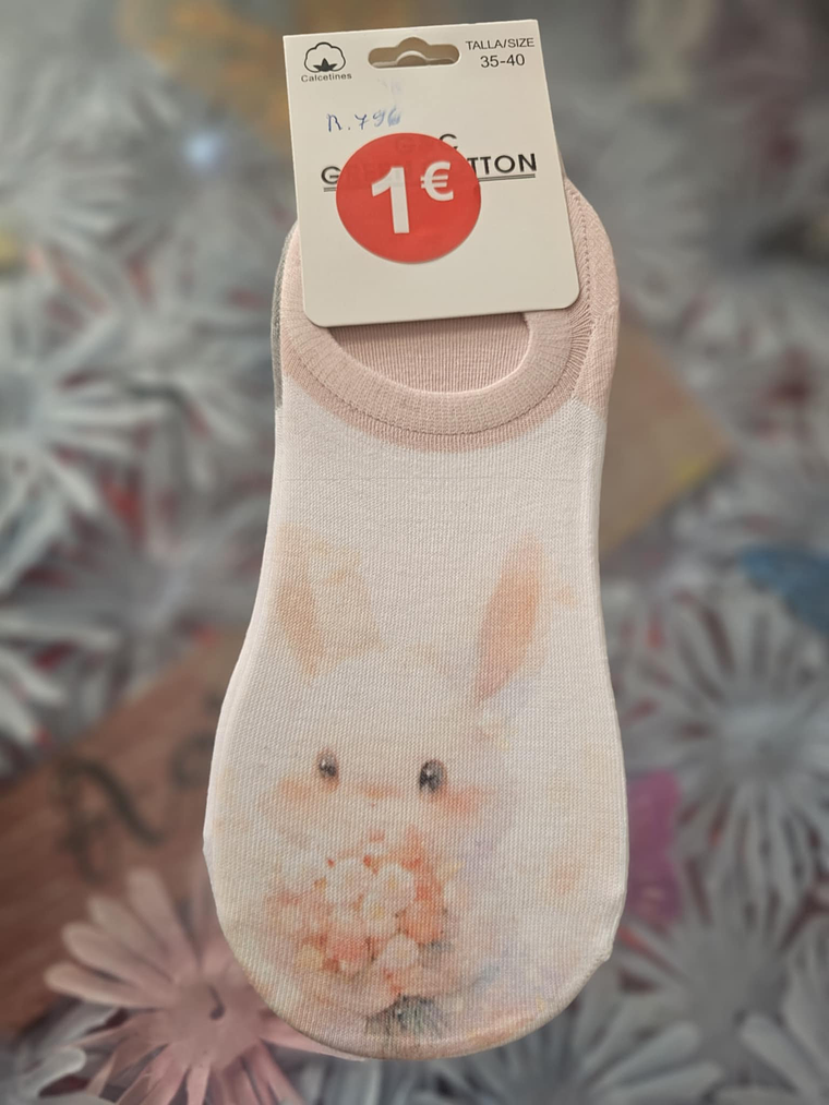 Meias Femininas Invisíveis com Estampa de Coelhinhos 3