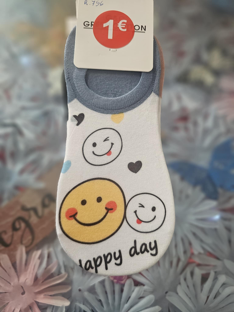 Meias Invisíveis com Estampas de Smileys e Frases Positivas 1