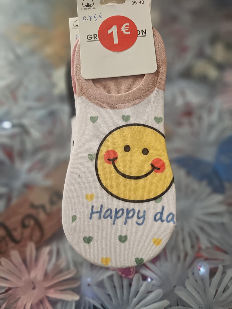 Meias Invisíveis com Estampas de Smileys e Frases Positivas 2