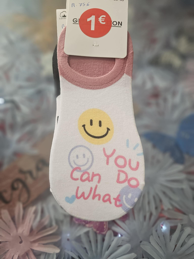 Meias Invisíveis com Estampas de Smileys e Frases Positivas 3