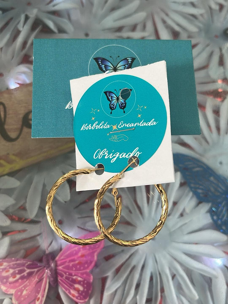 Brincos Argola Texturizada – Dourado e Prateado 2