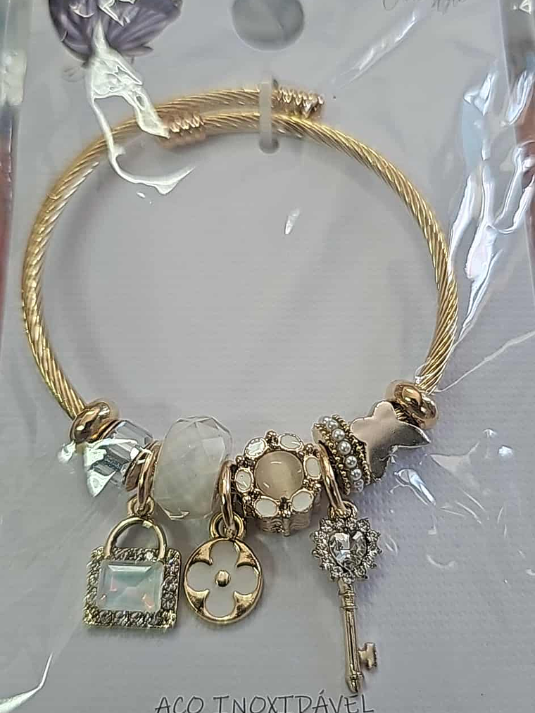 🌟 Pulseira Charms Elegance em Aço Inoxidável 3