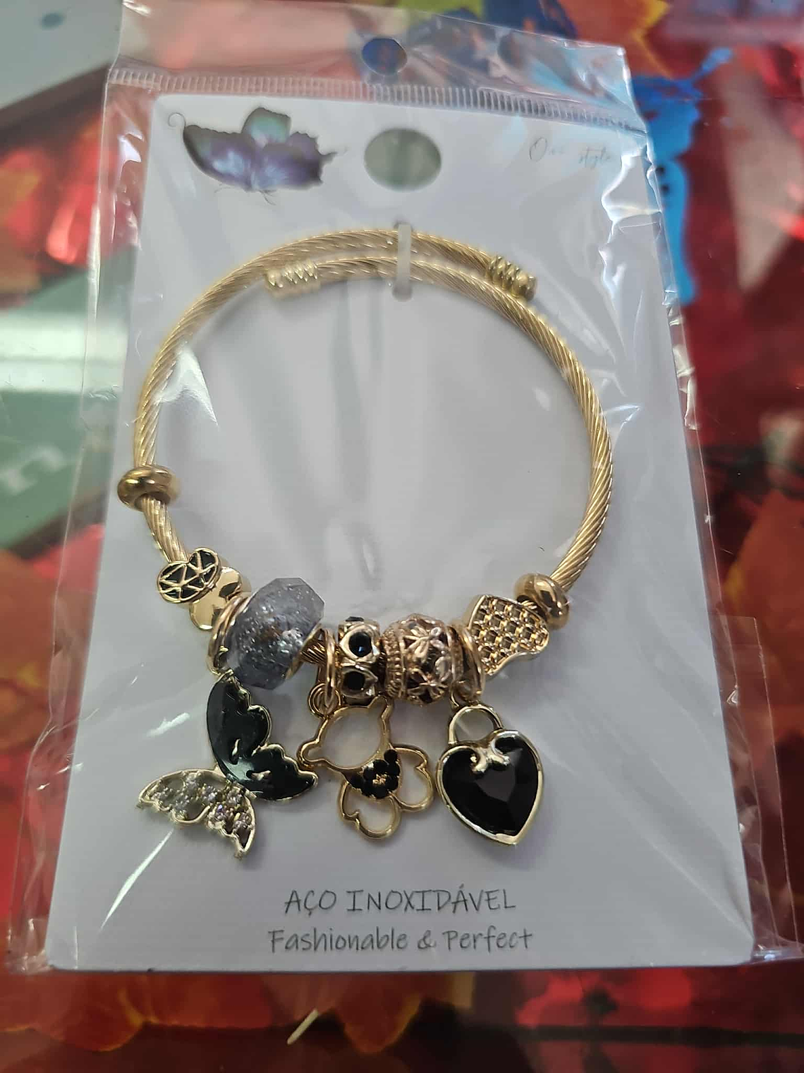 💛 Pulseira Charms Glam Black & Gold 1