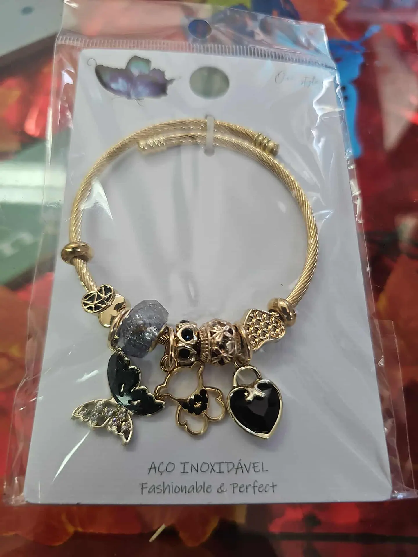 💛 Pulseira Charms Glam Black & Gold 1