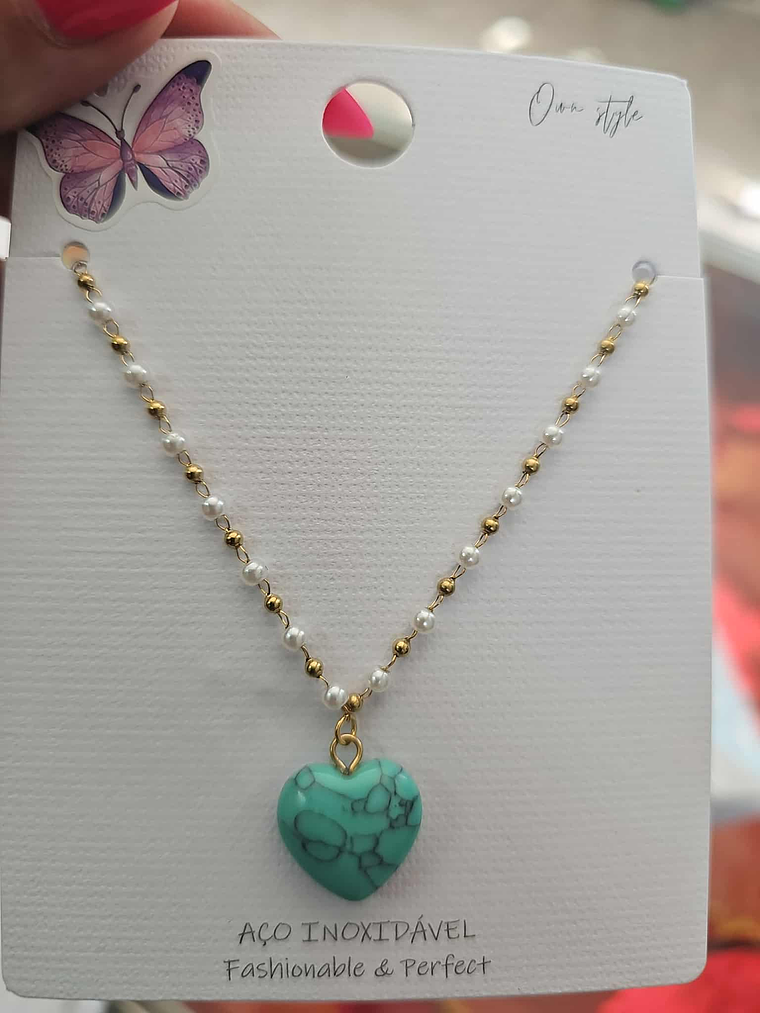 💙 Colar Coração Turquesa 💙 1