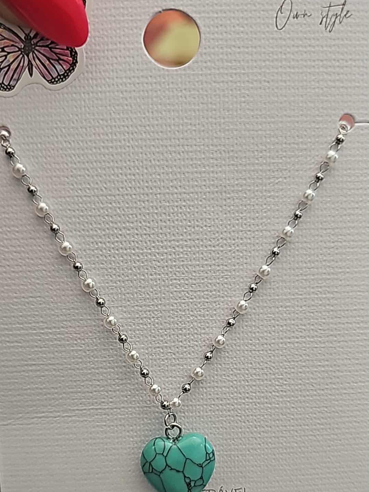 💙 Colar Coração Turquesa 💙 2