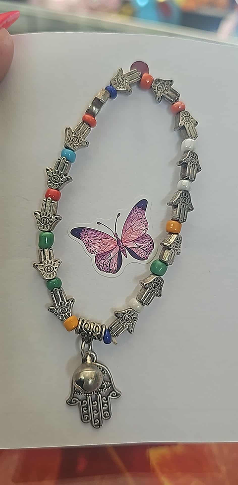 ✨ Pulseira Hamsá Colorida